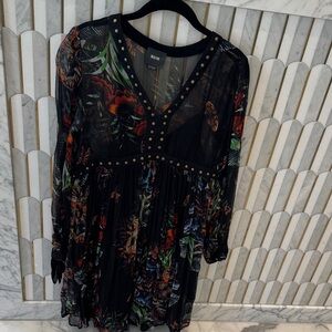 Maeve Black Multicolor Floral Blouse
